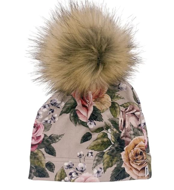 Little & Lively Antique Floral Pom Pom Beanie