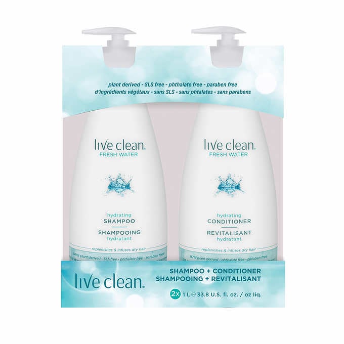 Live Clean Fresh Water Shampoo & Conditioner 2x1L