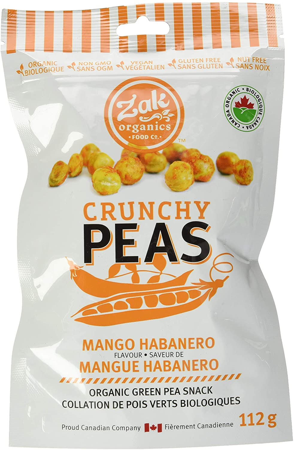 Zak Organics Crunchy Peas Mango Habanero Green Pea Snack 112g