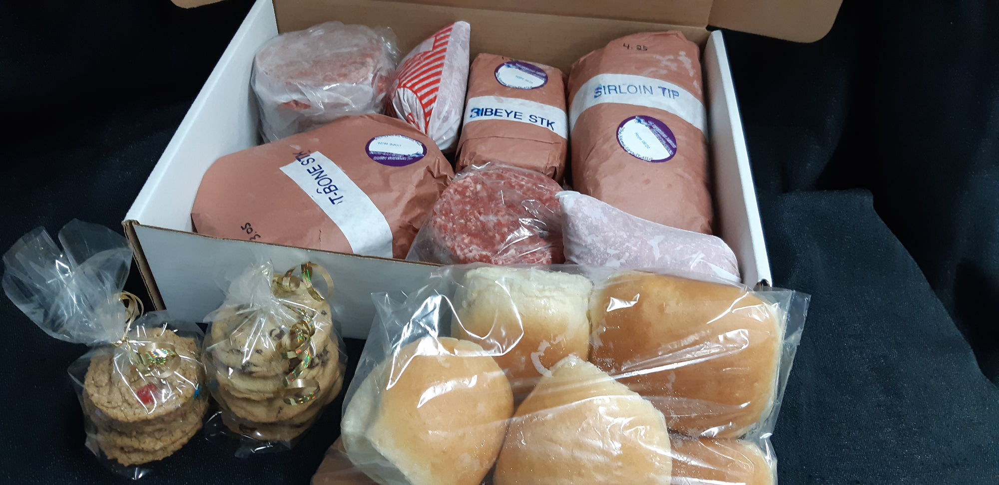 Meat Box #7 Comes with Free Dozen Homebaked Hamburger Buns and 1 Dozen Cookies