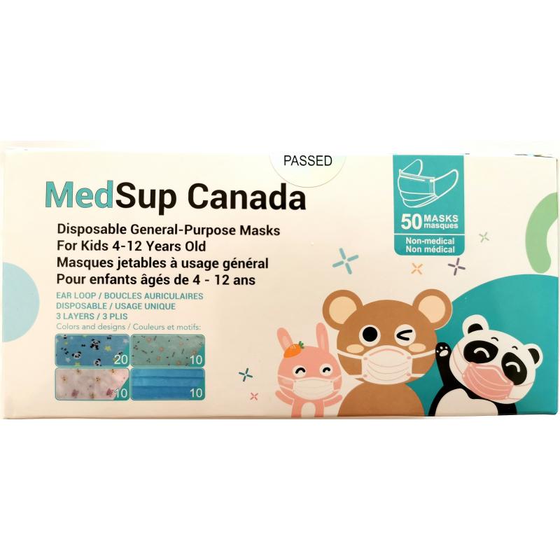 MedSup Canada Disposable General-Purpose Masks for Kids 4-12 yrs Boys 10 pk