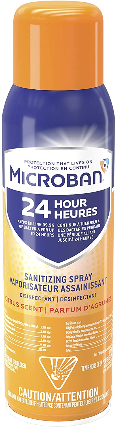 Microban 24 Hour Citrus Scent Disinfectant Sanitizing Spray 3 x 425g