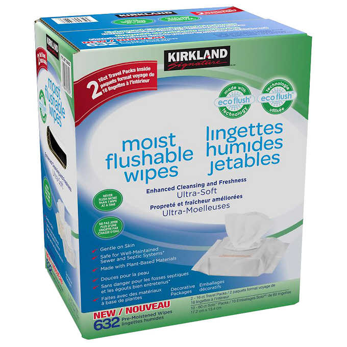 Kirkland Signature Moist Flushable Wipes 632ct