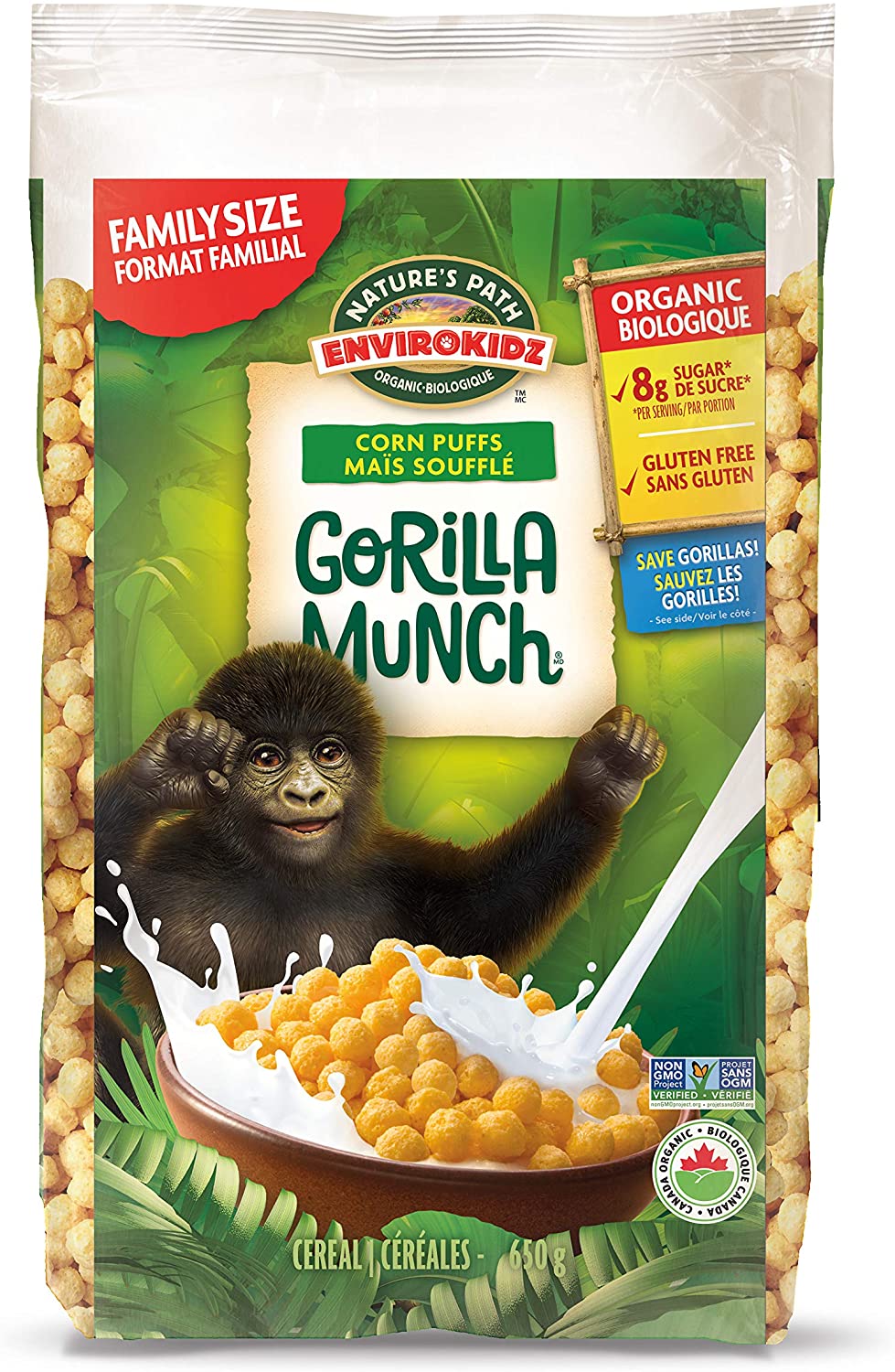 Nature's Path Envirokidz Organic Gluten Free  Gorilla Munch Cereal 650 g