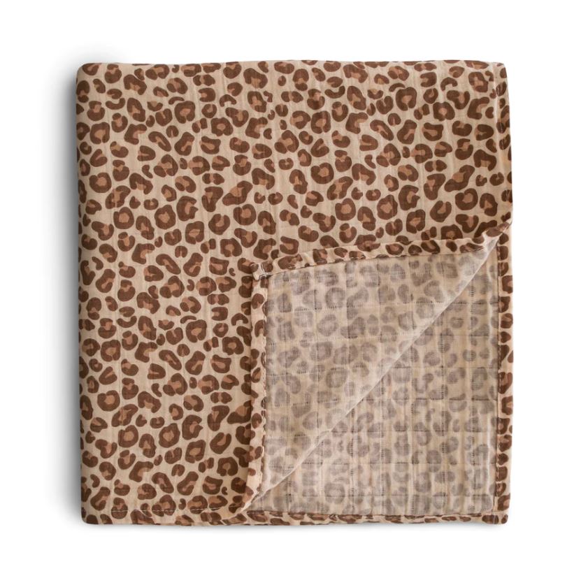 Mushie Swaddle Blanket, Leopard