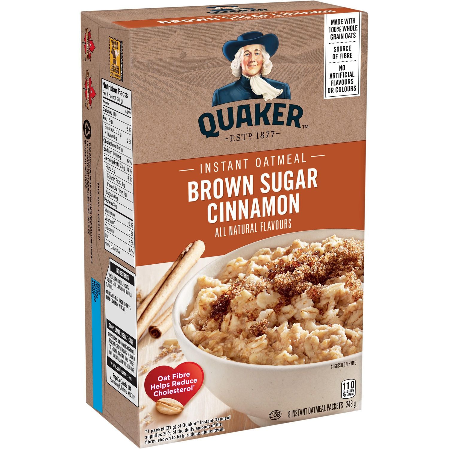 Quaker Brown Sugar Cinnamon Instant Oatmeal 248g