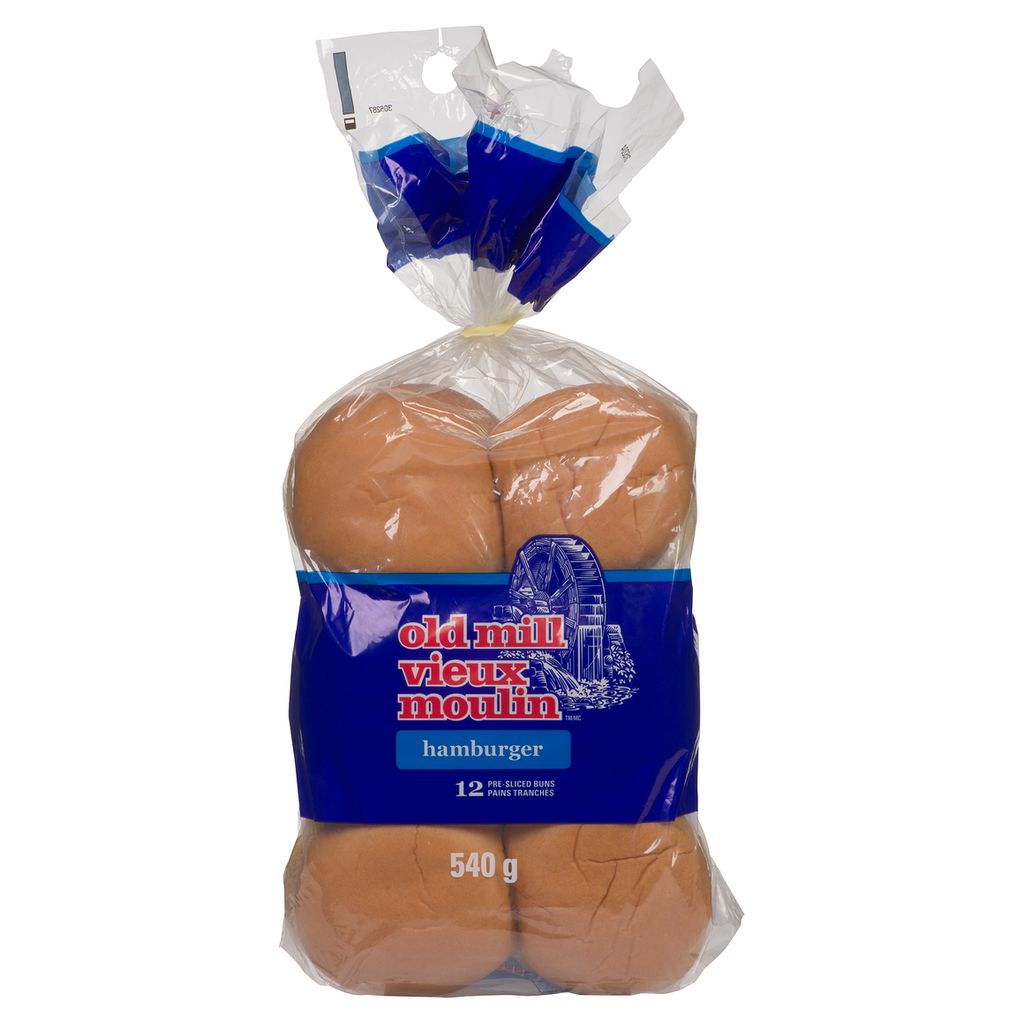 Old Mill White Hamburger Pre-Sliced Buns 12ct