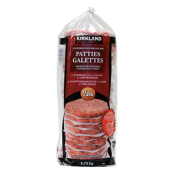 Kirkland Signature 1/4 lb Uncooked Lean Ground Beef Patties 2.72kg