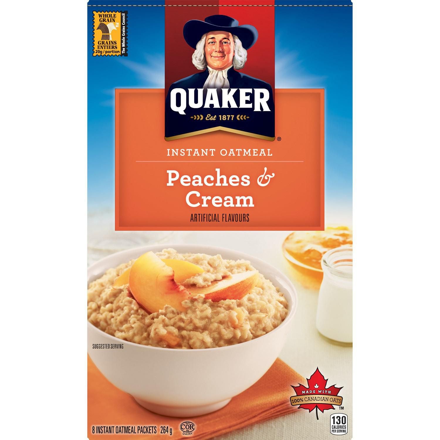 Quaker Peaches & Cream Instant Oatmeal  8pk