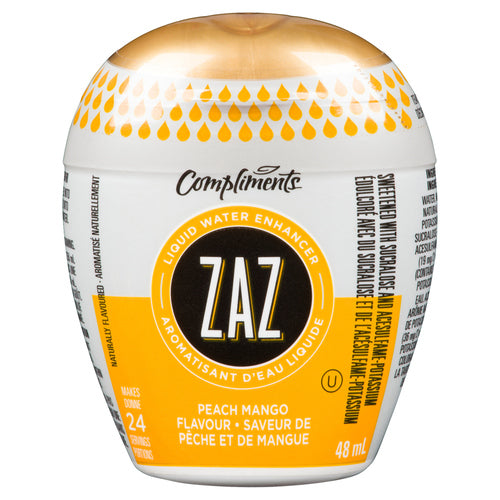 Compliments ZAZ Peach Mango Flavor Liquid  Water Enhancer 48ml