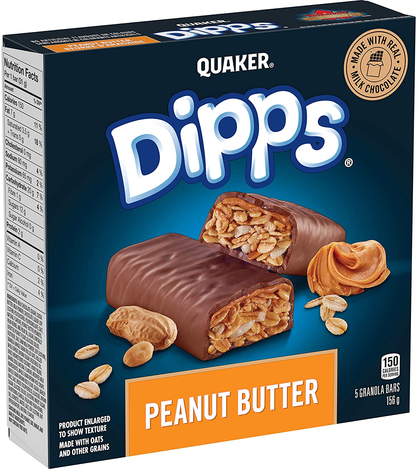 Quaker Dipps Peanut Butter Granola Bars 156g