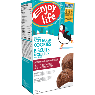 Enjoy Life  Holiday Peppermint Chocolate Bark Flavour Soft Baked Cookies 170g