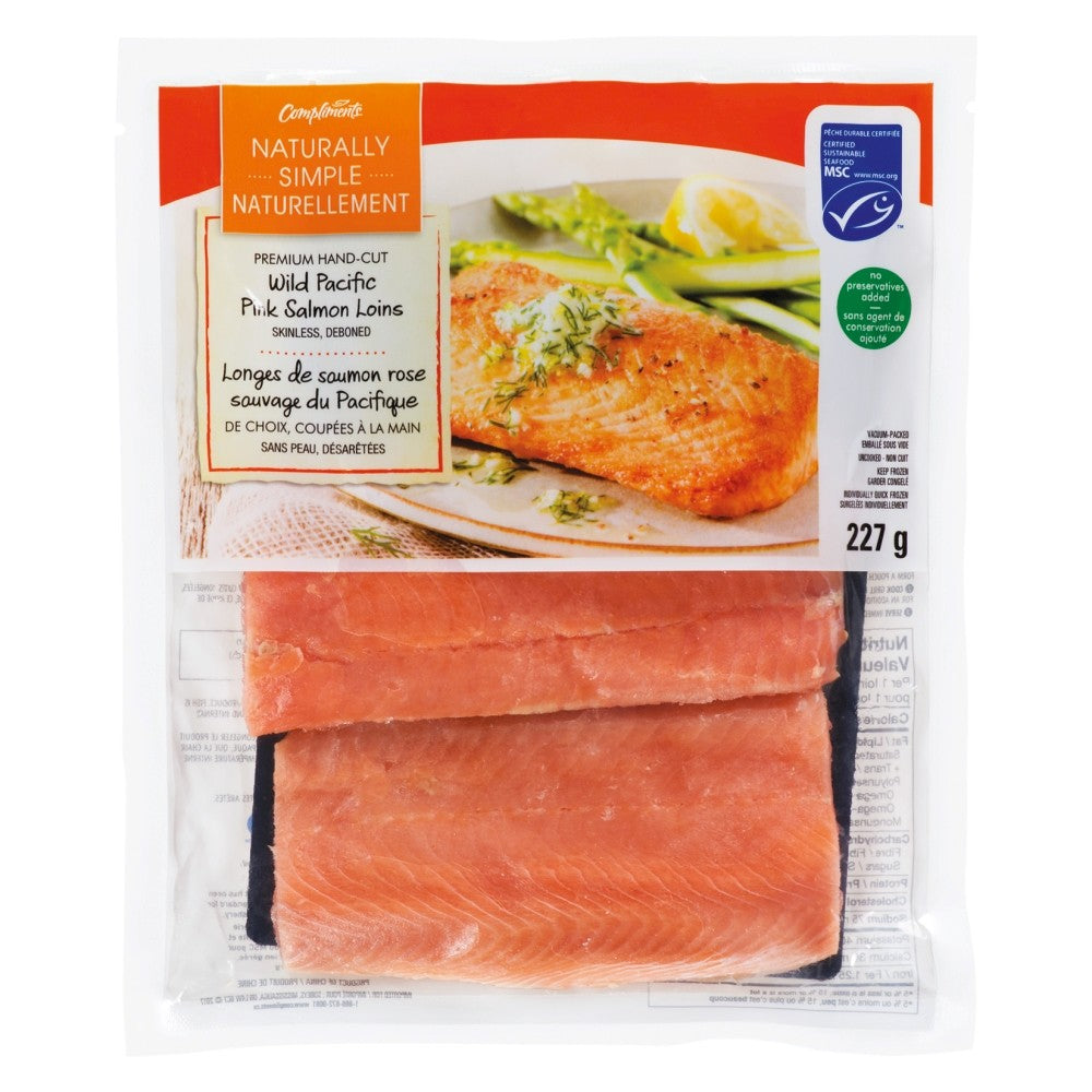 Compliments Wild Pacific Pink  Salmon Loins 227 g