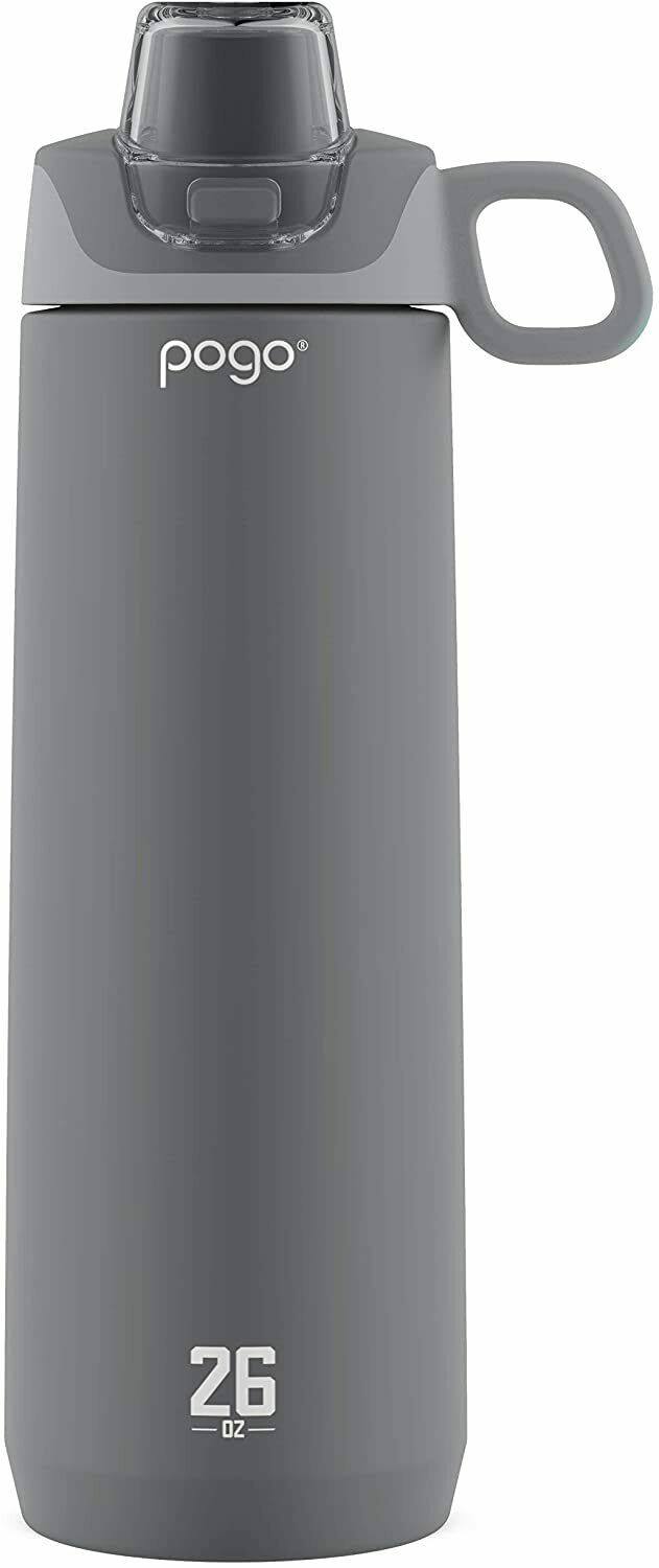 Pogo Grey  Leak Proof Flip Lid Insulated Water Bottle 20oz