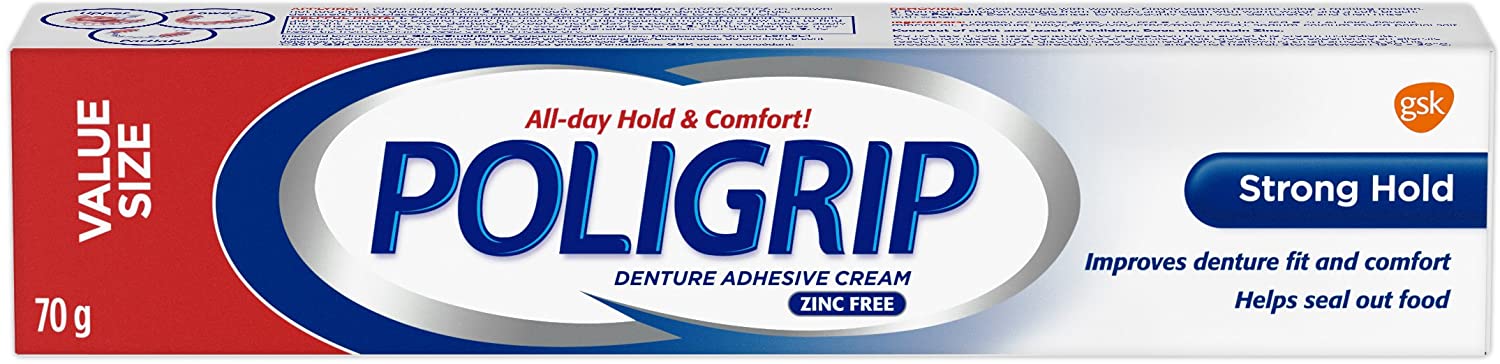 Poligrip Strong Hold Denture Adhesive Cream 70g