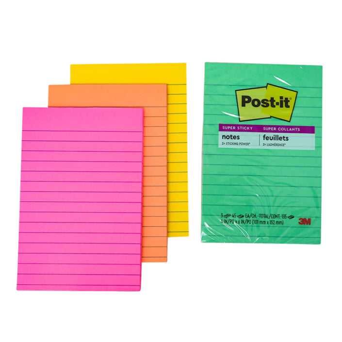 Post- It Stick On Notes Super Sticky 3pk