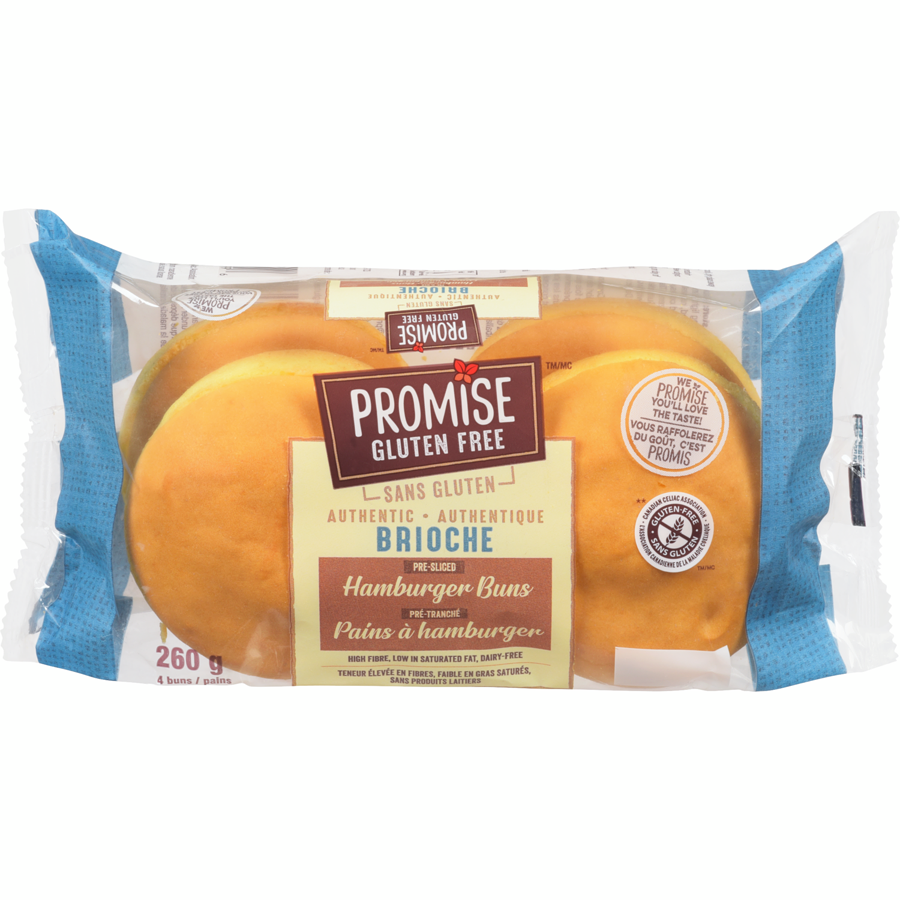 Promise Frozen Gluten Free Brioche Hamburger Buns 4 x 260g