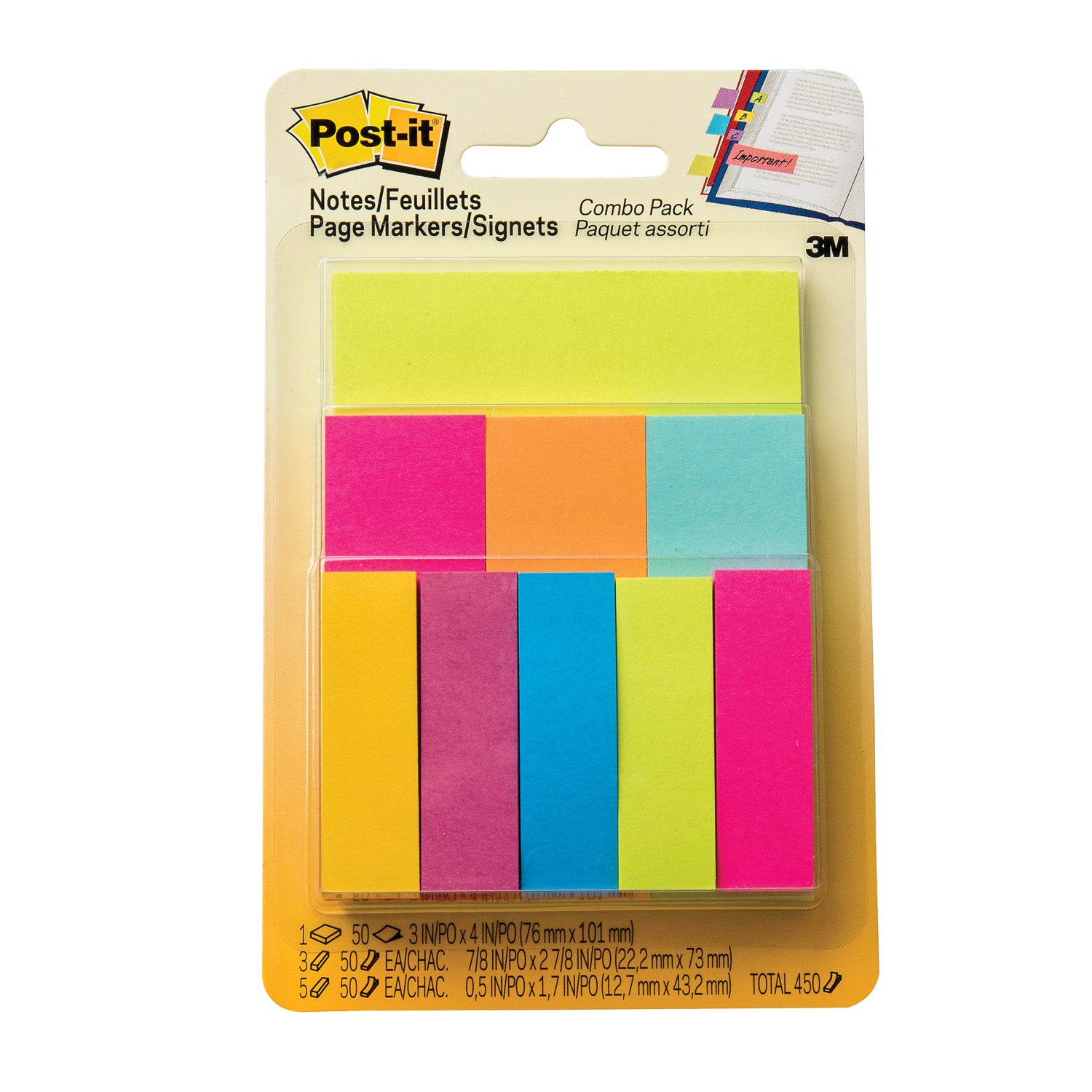 Post-It Combo Pack Notes And Page Markers 450ct