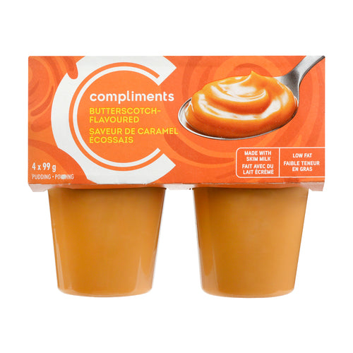 -Compliments Butterscotch Flavored Pudding Cups 4 x 99 g