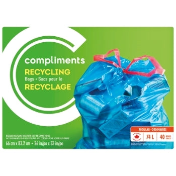 Compliments Grip'N'Tie 74L Recycling Bags 100ct