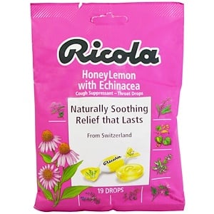 Ricola Honey Lemon With Echinacea Honey Cough Drop  19 Lozenges