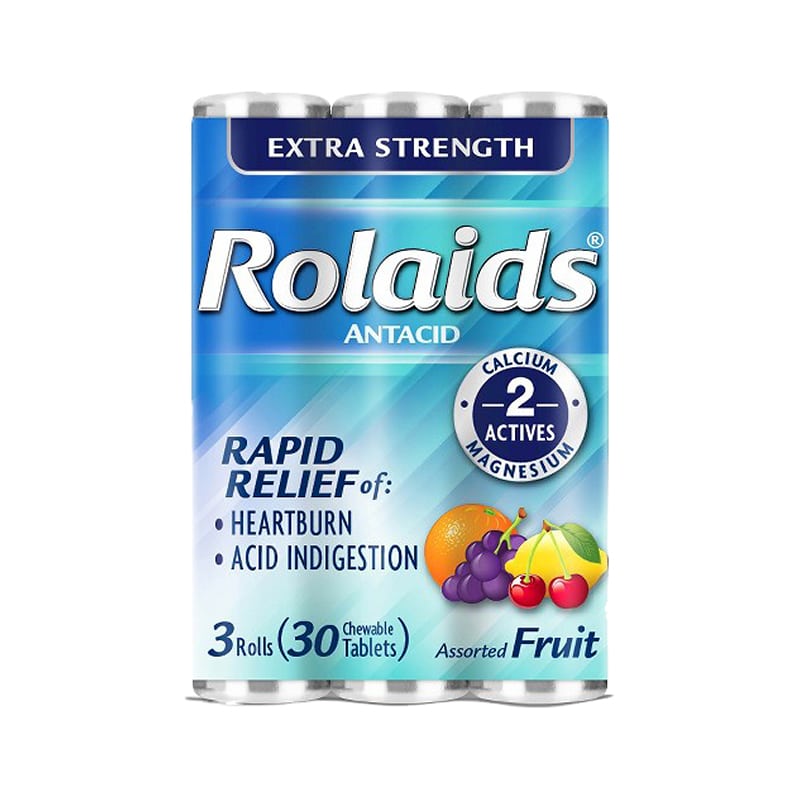 Rolaids Extra Strength Assorted Fruit Chewable Tablets 3 x 30ct