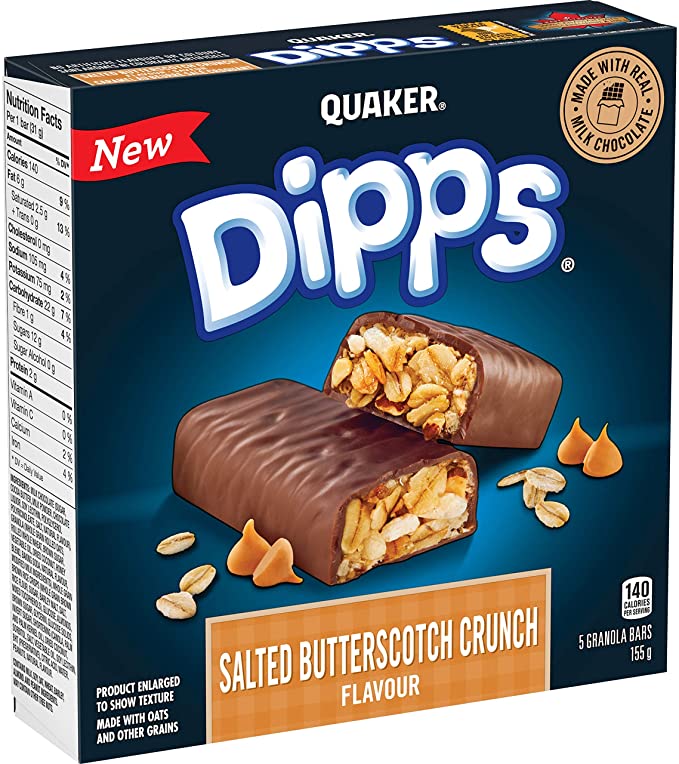 Quaker Dipps Salted Butterscotch Crunch Granola Bars 155g