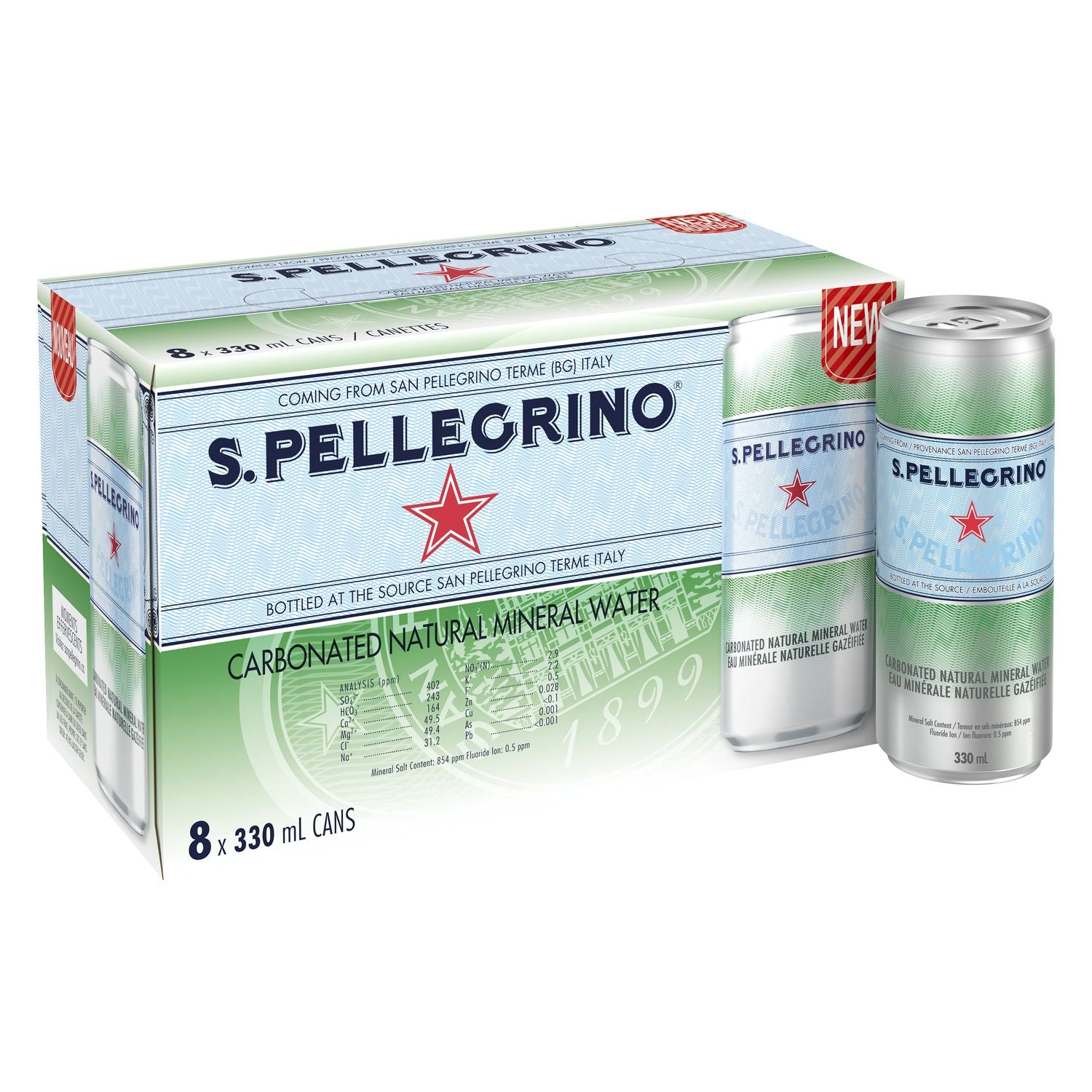 S.Pellegrino  Essenza Carbonated Natural Mineral Water 8 x 330ml