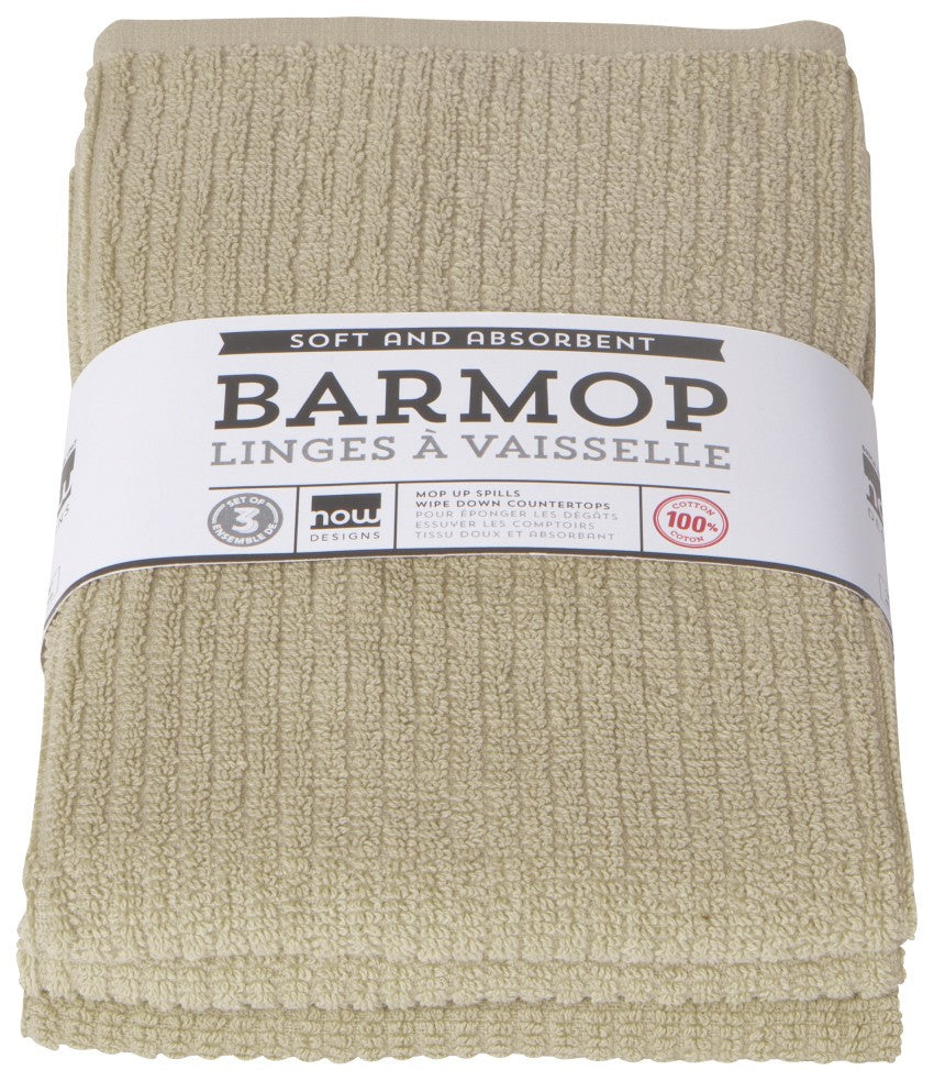 now Sandstone Soft & Absorbent Barmop Cloths 3pk