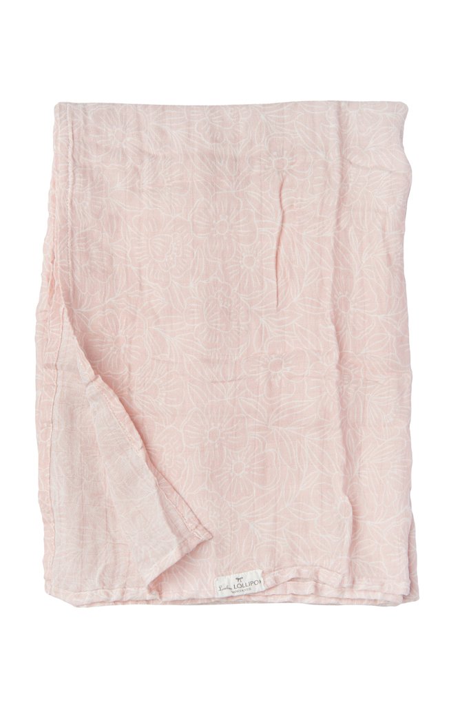 Loulou Lollipop Sepia Rose Floral Muslin Swaddle