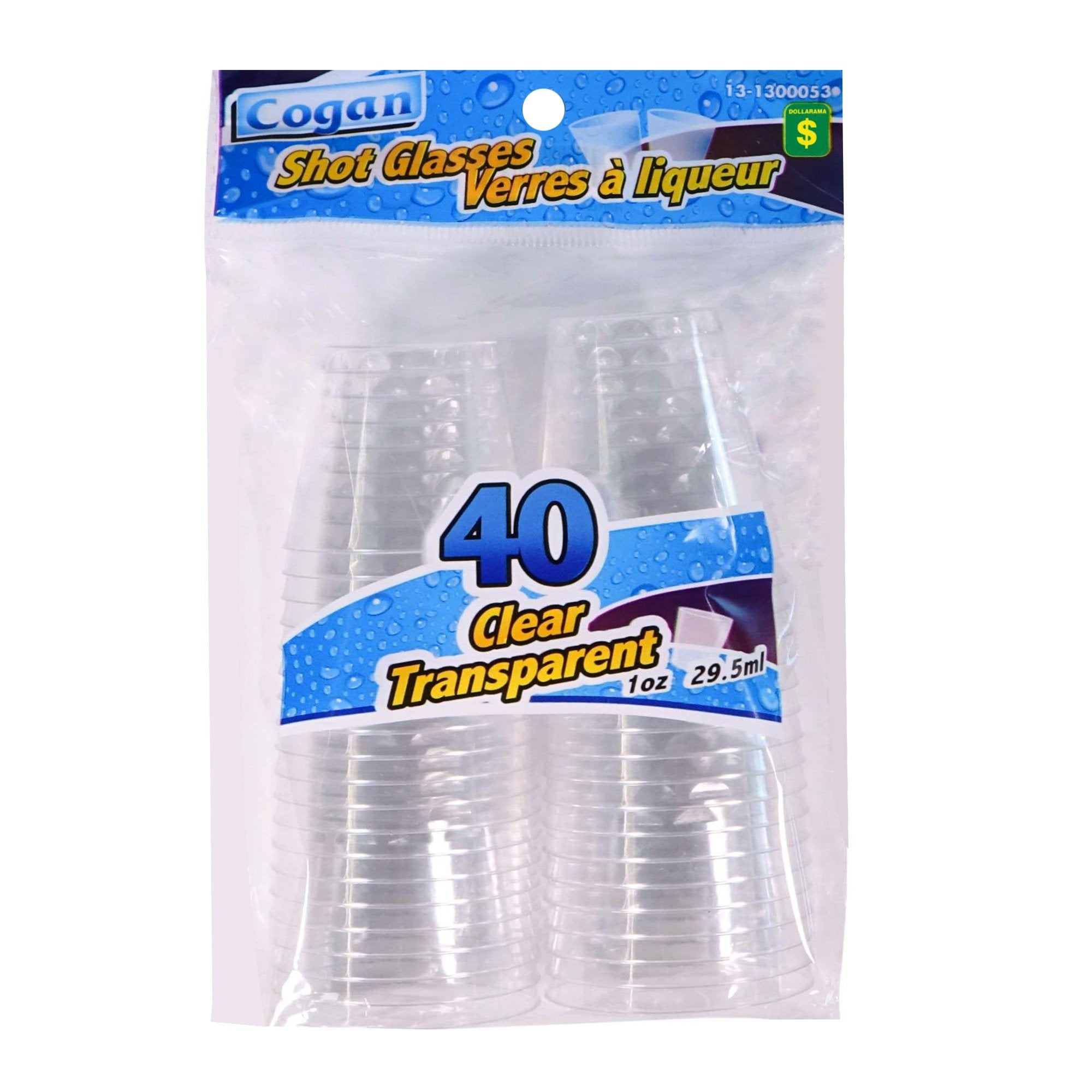 Cogan Clear Transparent Plastic Shot Glasses 1oz x 40ct