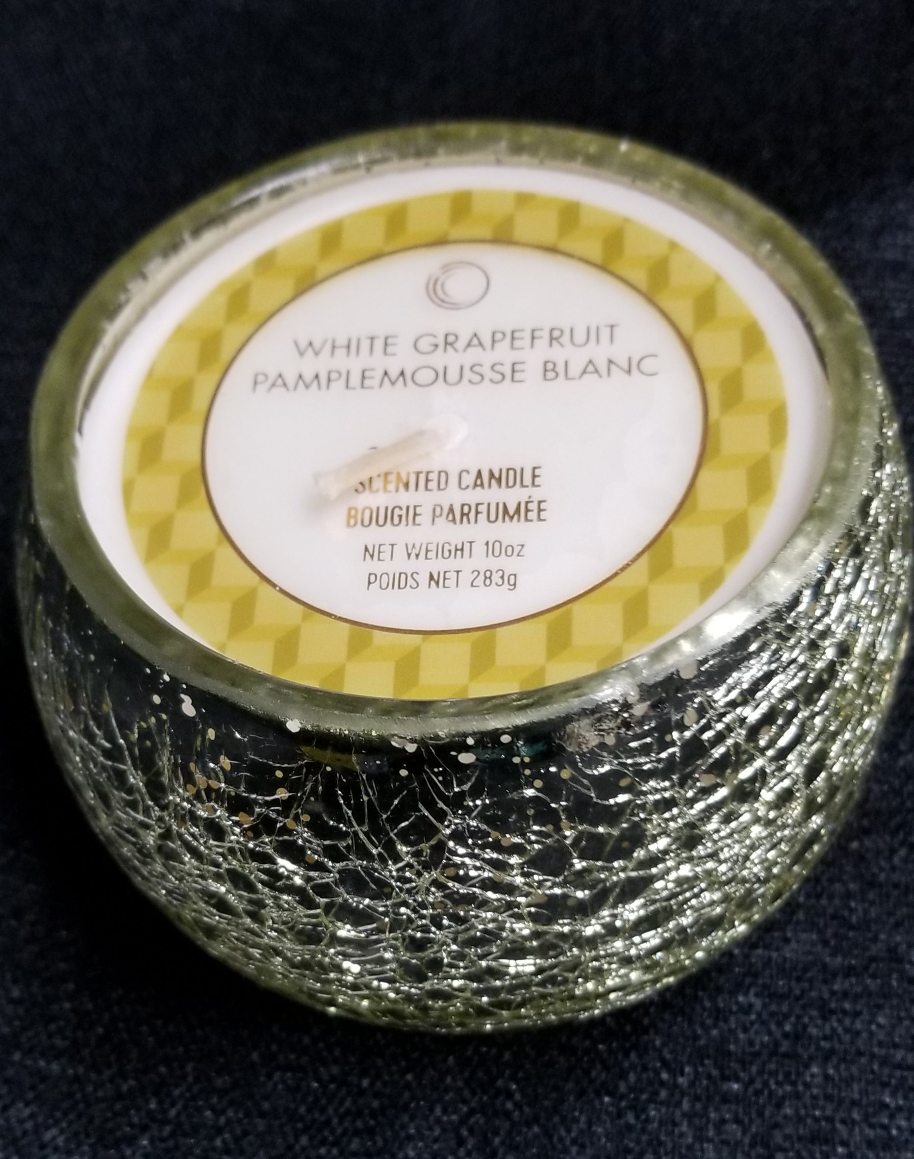 Silver Crackle White Grapefruit  Scented Candle 10oz