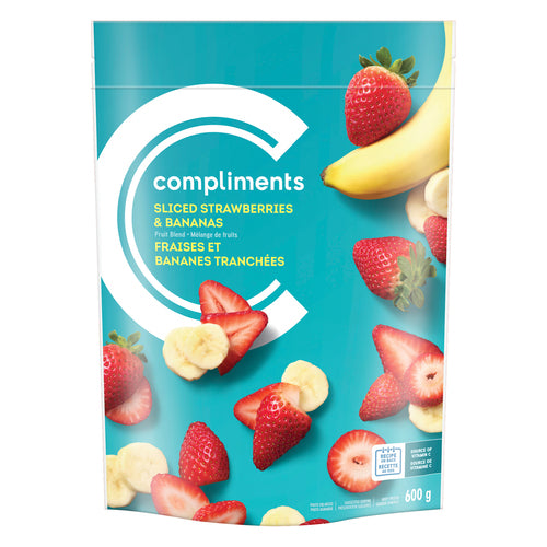 Compliments Sliced Strawberries & Bananas Frozen Fruit 600g