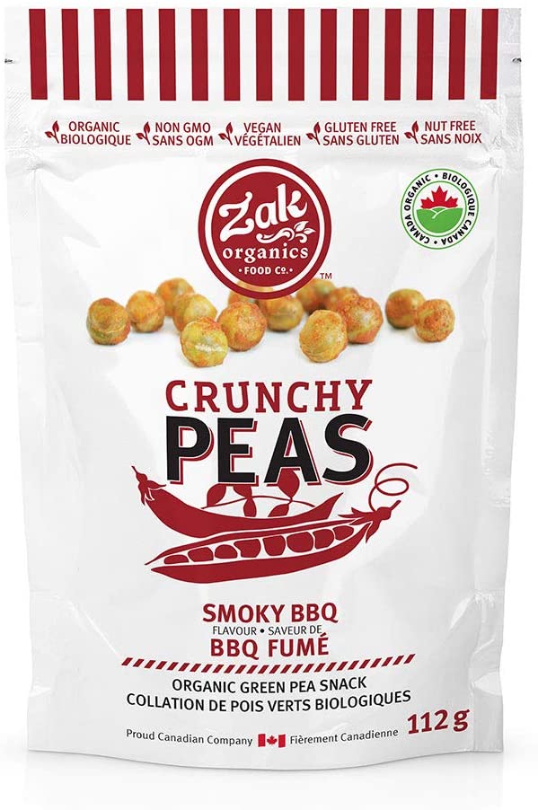 Zak Organics Crunchy Peas Smoky BBQ  Green Pea Snack 112g