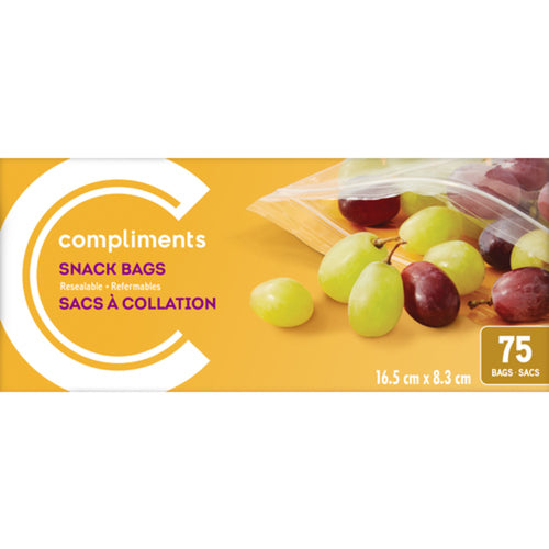 Compliments Resealable Snack Bags 75ct