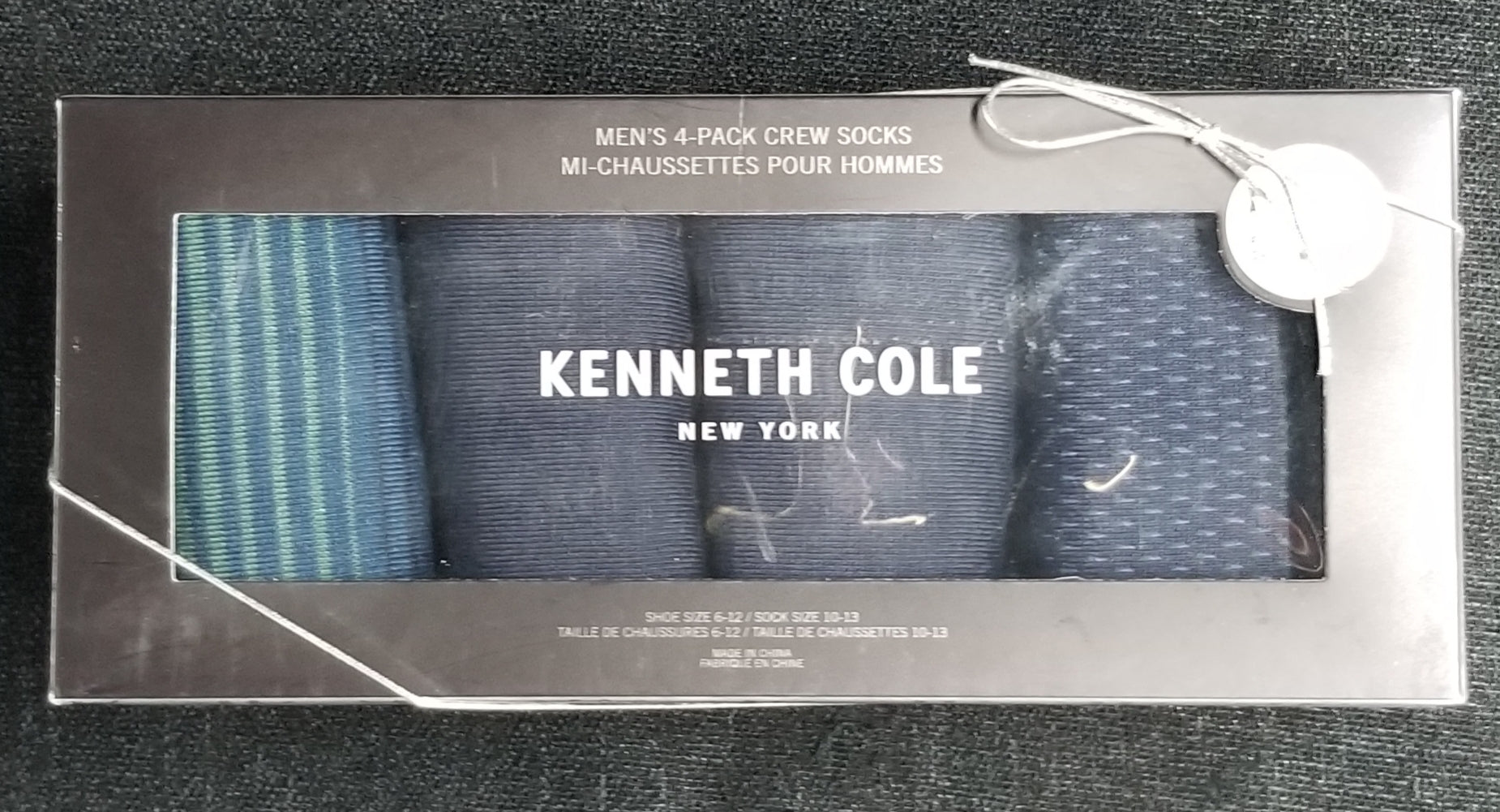 Kenneth Cole Men's Navy Assorted Crew Dress Socks 4pk