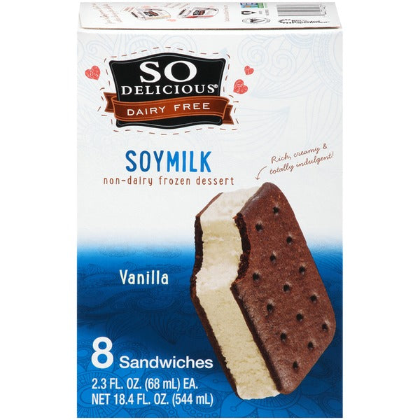 So Delicious Dairy Free Soymilk  Vanilla Dessert Sandwiches 8 x 68ml