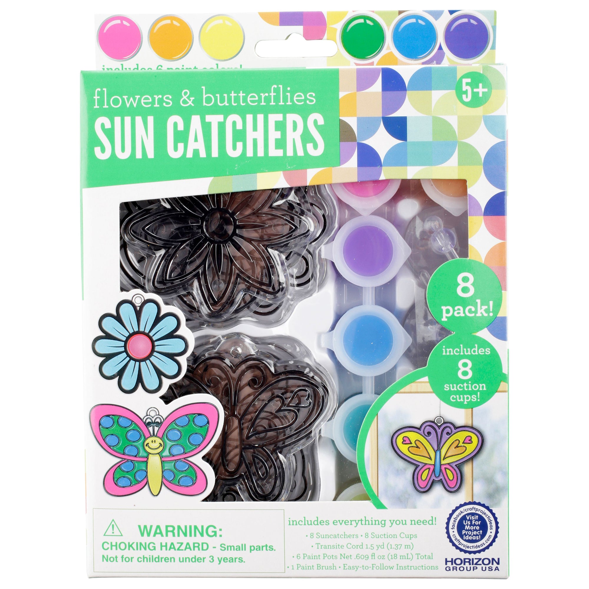 Horizon Group Flowers & Butterflies Sun Catchers 8pc