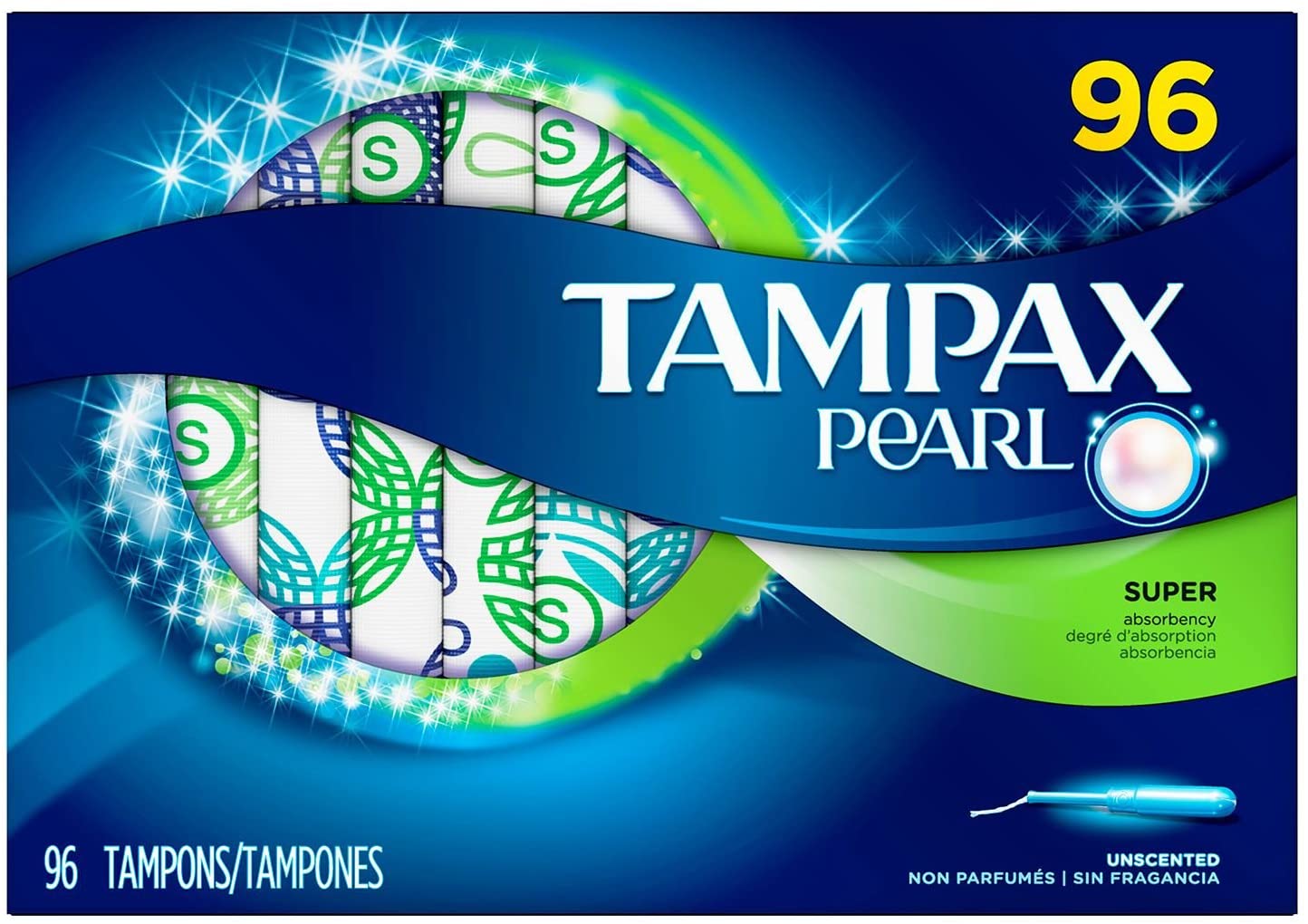 Tampax Pearl Super 96 Count Unscented