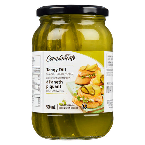 Compliments Tangy Dill Sliced Sandwich Pickles 500ml