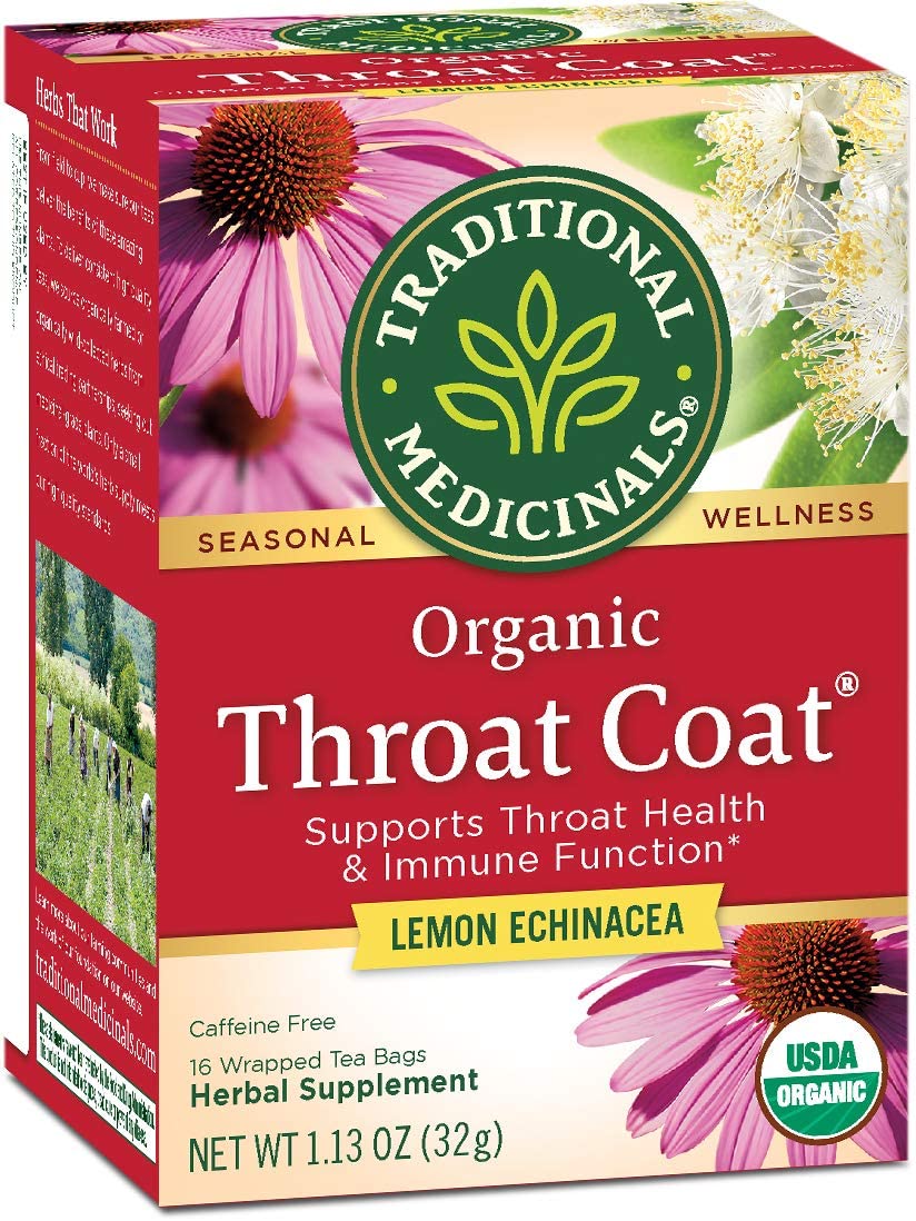 Traditional Medicinal Organic Throat Coat Lemon Echinacea Herbal Tea Bags 20 x 2.0g