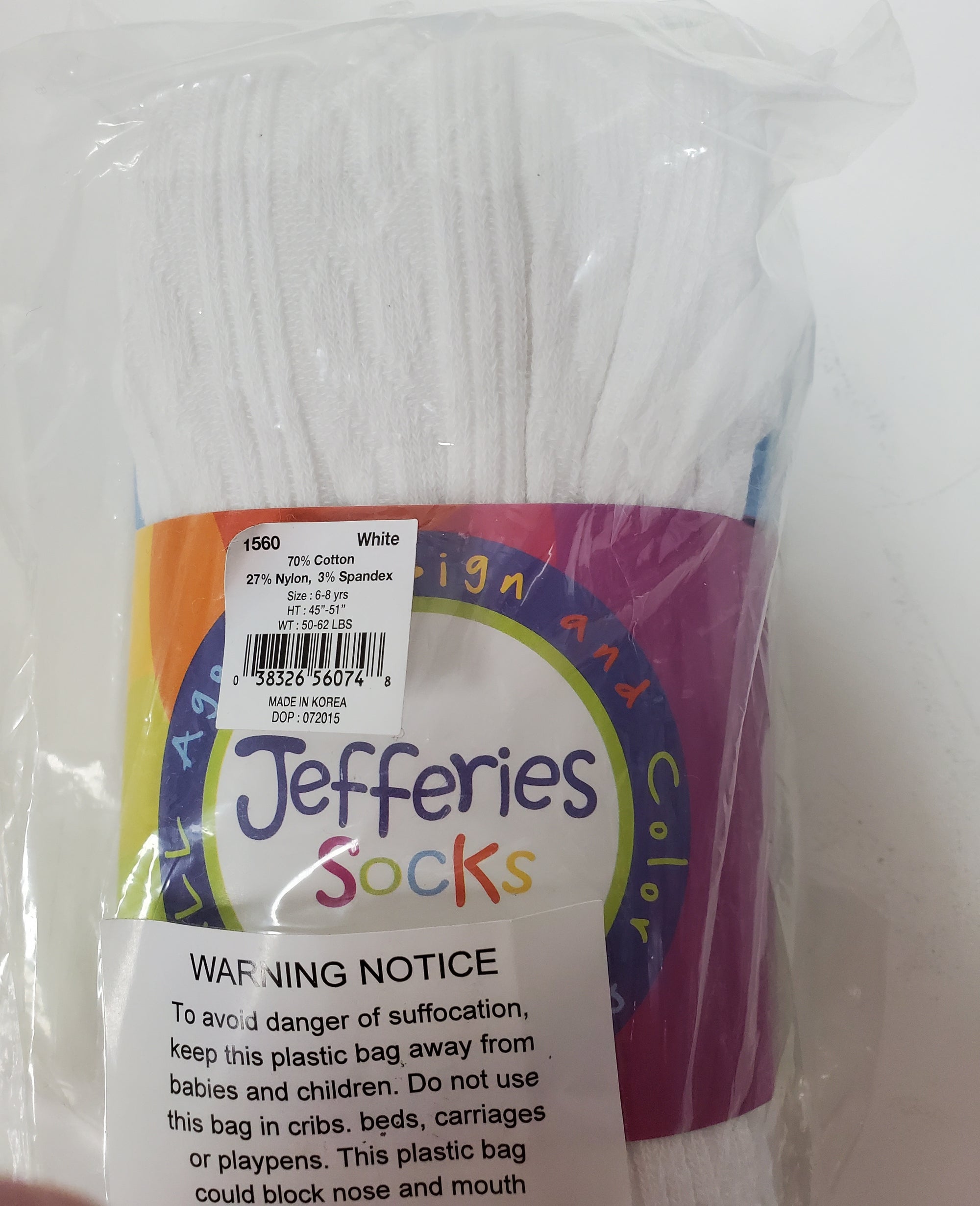 Jefferies White Girls Tights size 6 - 8 years