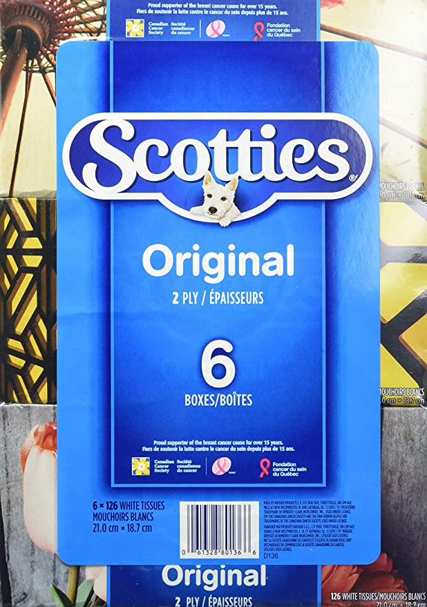 Scotties  Original  White Facial Tissues 6ct