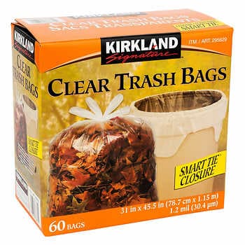 Kirkland Signature Clear Trash Bags 60pk