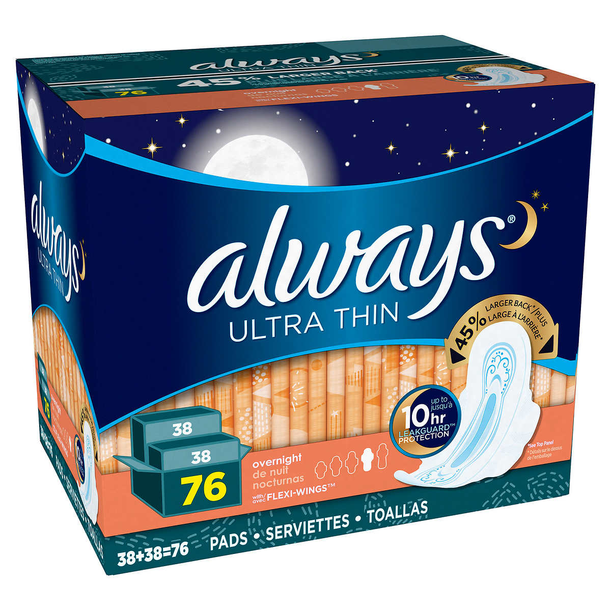 Always Ultra Thin Overnight Pads 76ct