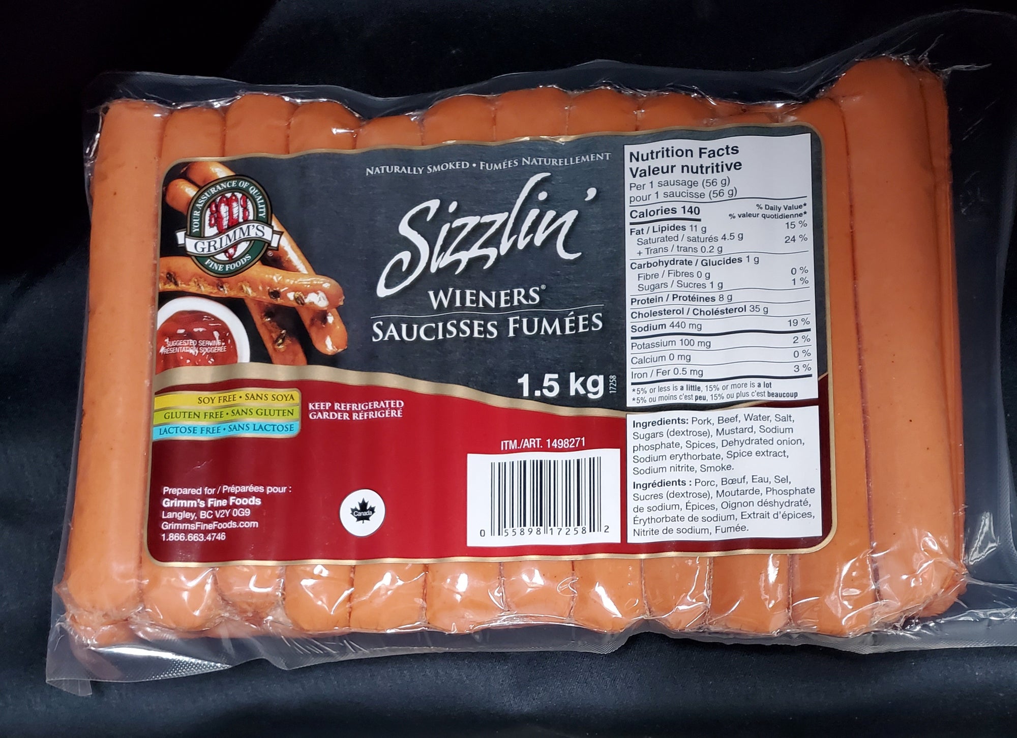 Grimms Sizzlin' Gluten Free Wieners 1.5kg