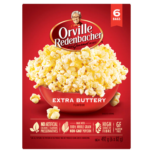 Orville Redenbacher Gourmet Extra Buttery Popcorn 6 x 492 g