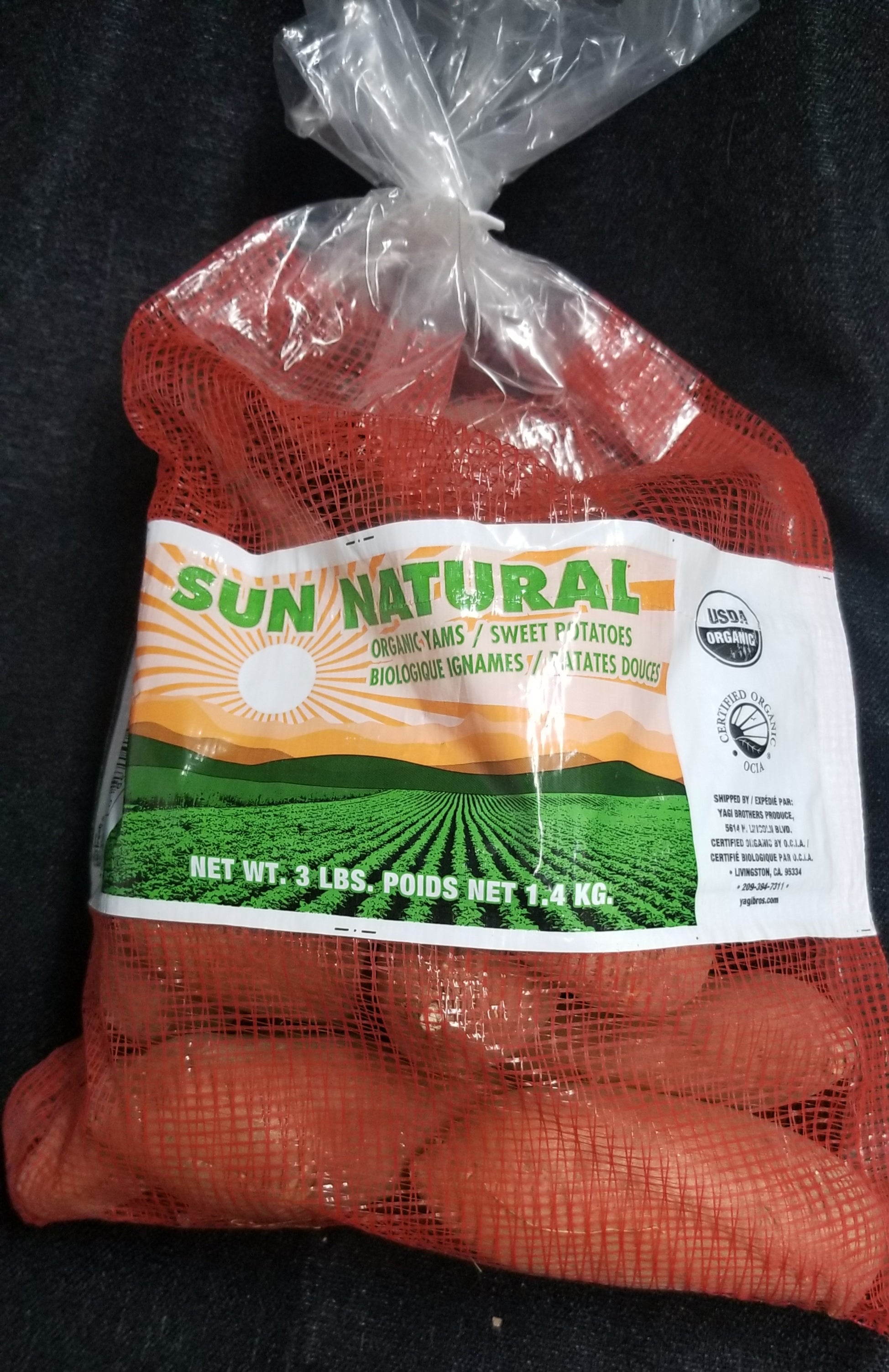 Sun Natural Organic Yams/Sweet Potatoes 3lbs