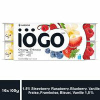 IOGO Creamy Yogurt 16 x 100g Strawberry/Raspberry/Blueberry/ Vanilla