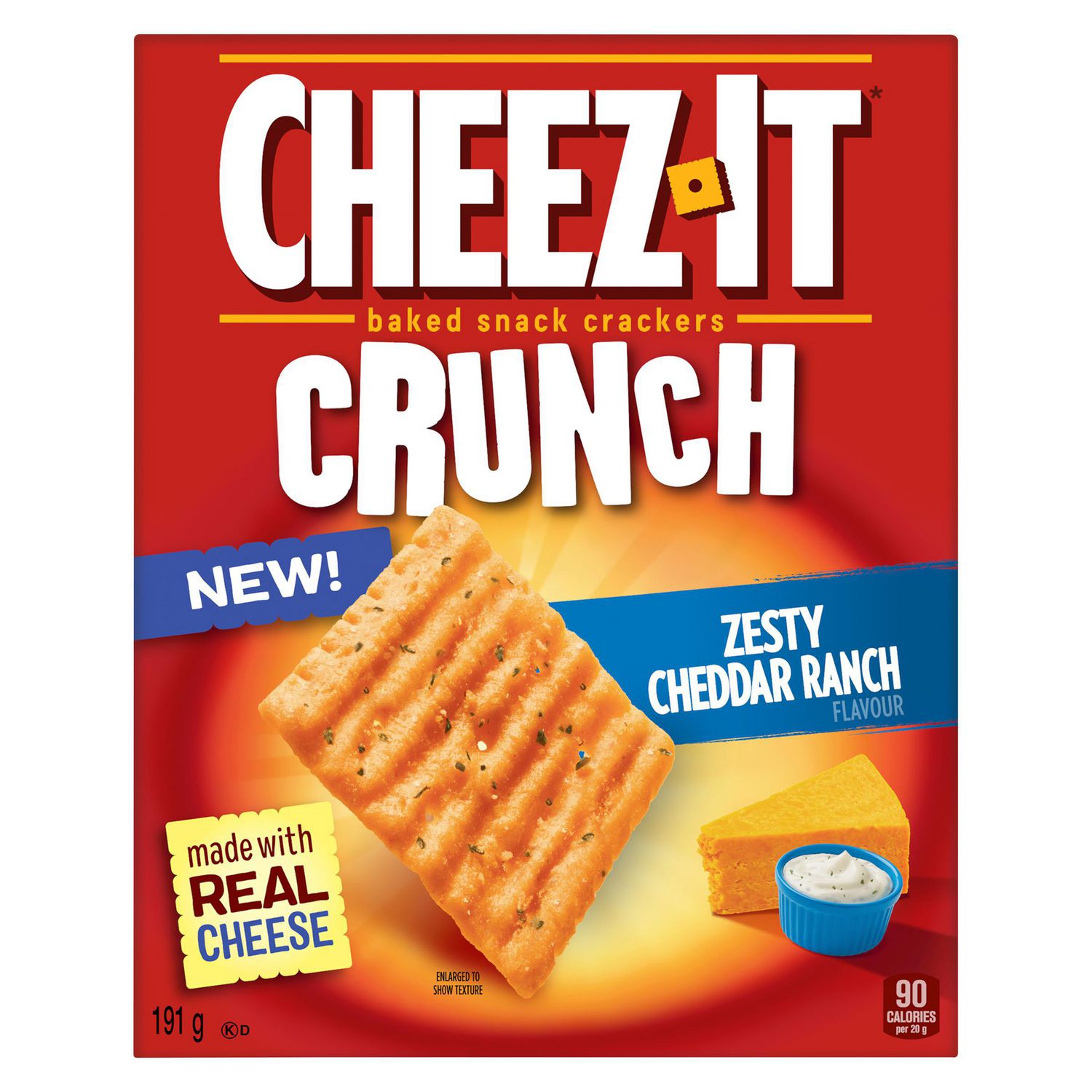 Cheez it Crunch Zesty Cheddar Ranch Flavour Baked Snack Crackers 191g